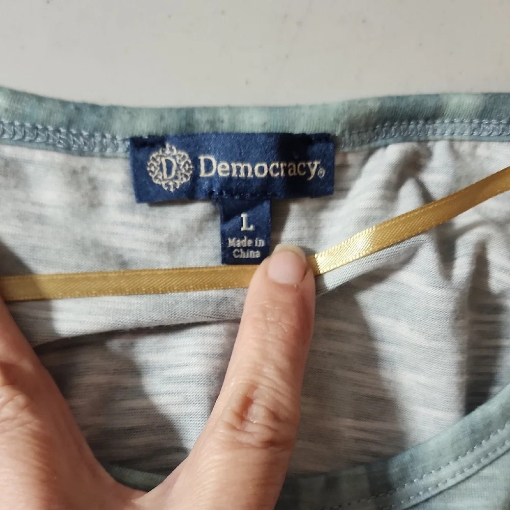 Democracy Blue and White Short Sleeve T-Shirt - Picture 2 of 8